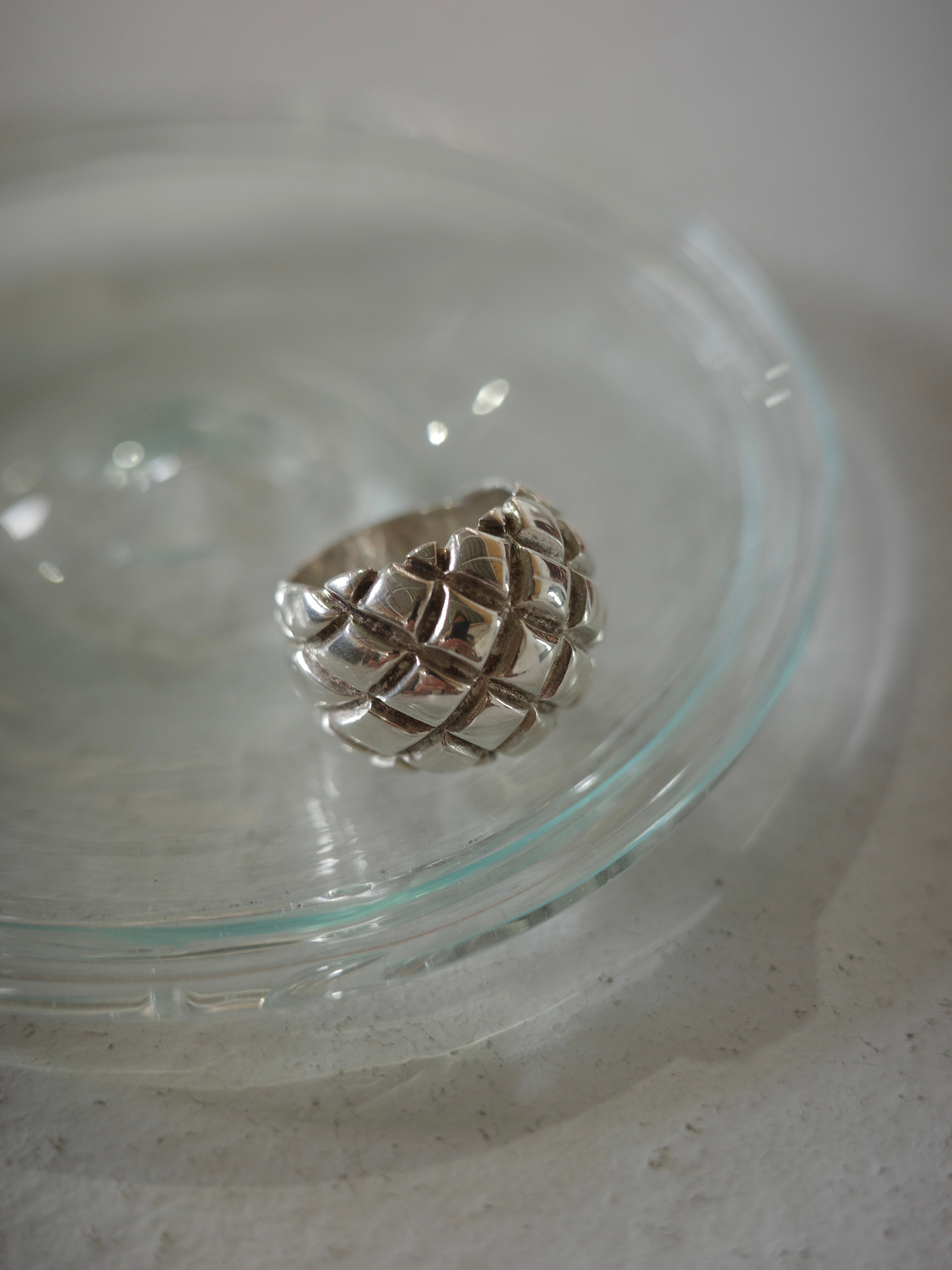 <vintage silver925>dome quilting ring