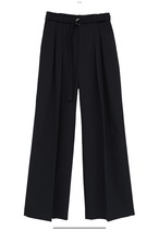 MANOF BELTED IN−TUCK WIDE PANTS NAVY