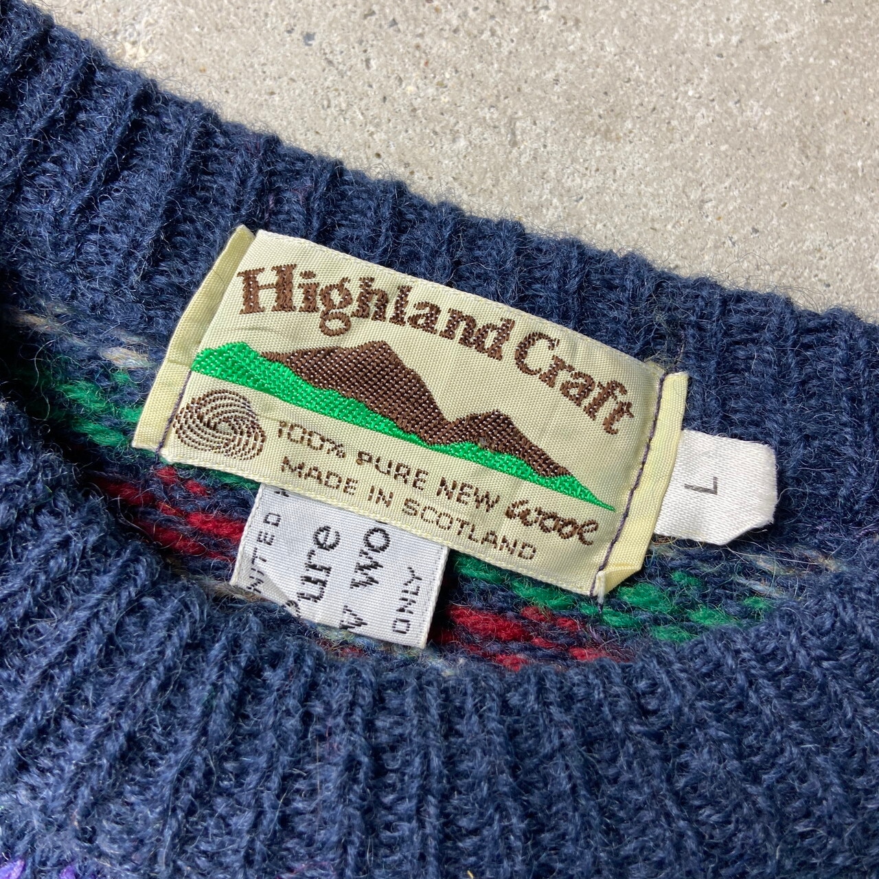 スコットランド製 Highland Craft ウール ニットセーター ノルディック 