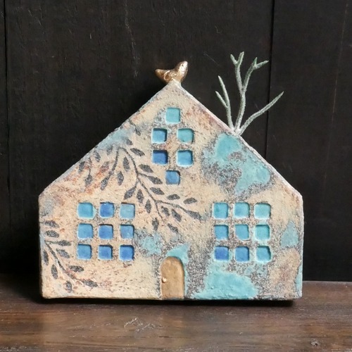 小鳥とおうち 壁掛け no.14  wild turquoise