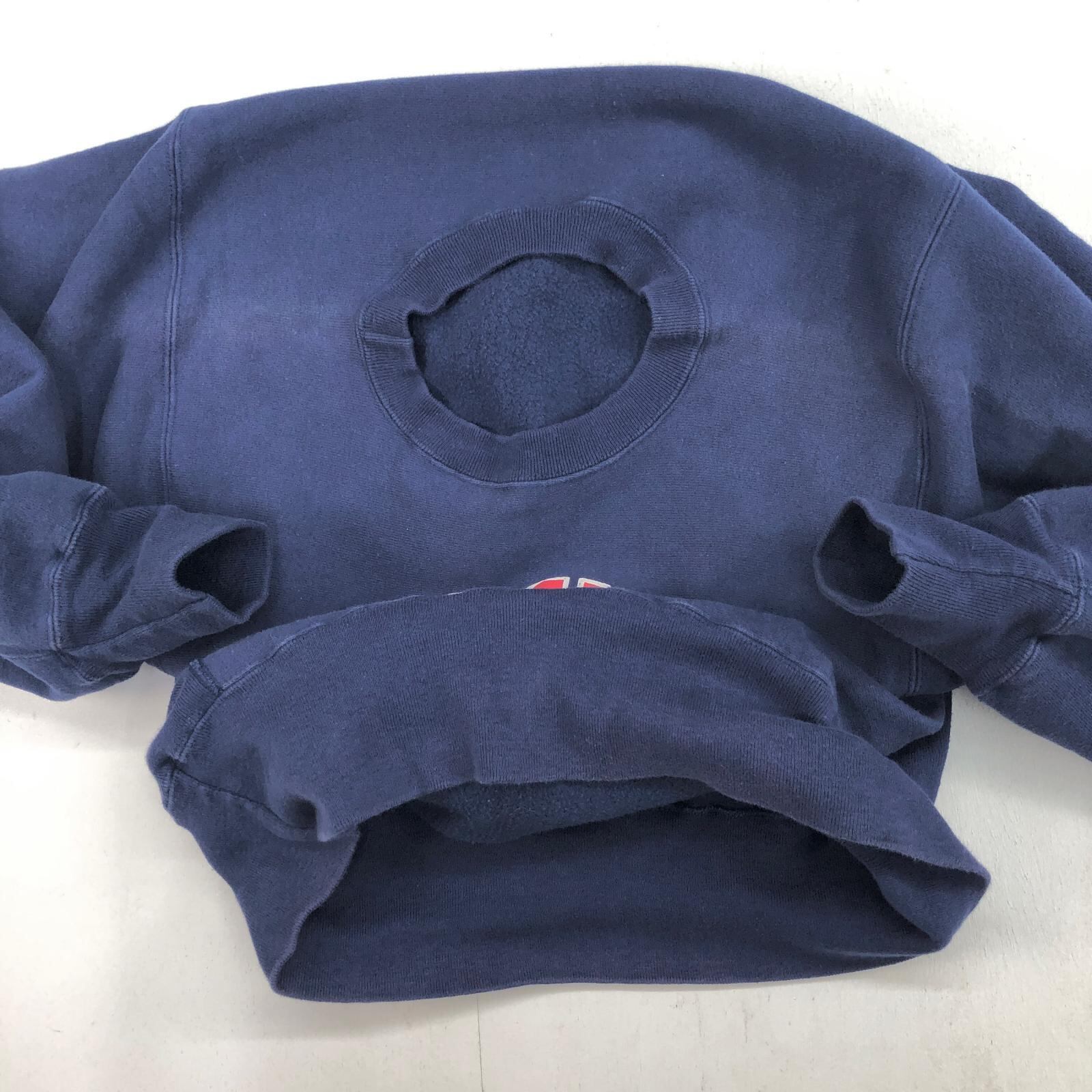 80年代トリコタグ チャンピオン リバースウィーヴ NAVY染み込みプリント CHAMPION チャンピオン 80年代 USA製 トリコタグ 2枚タグ 目無し