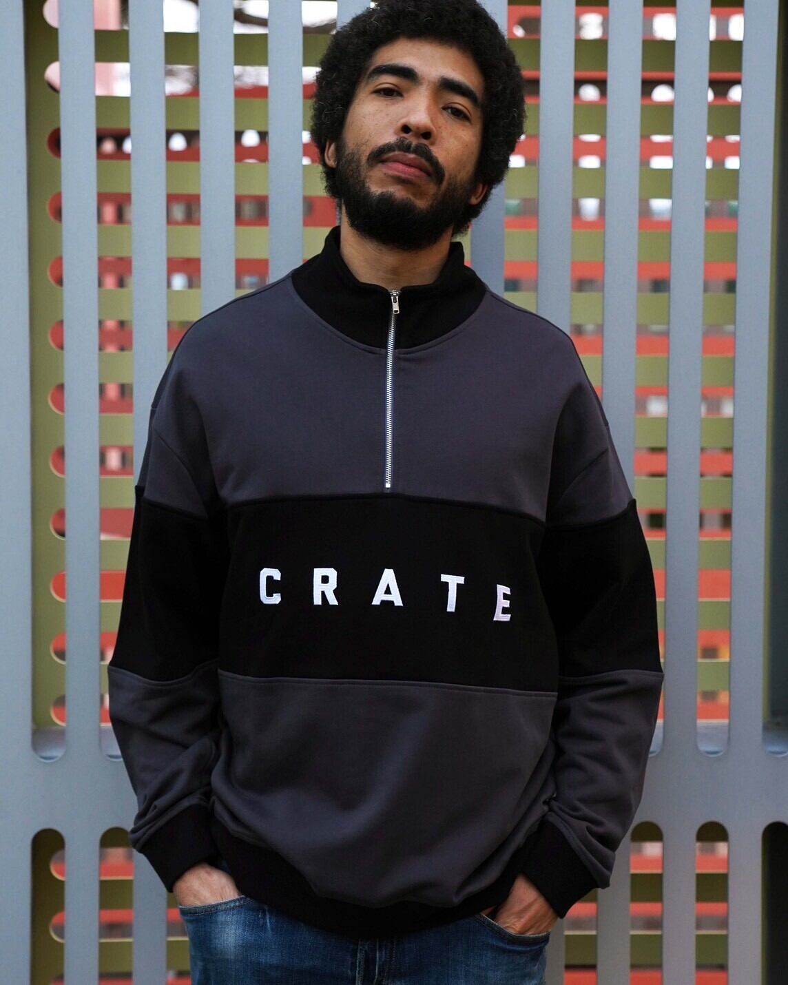 Wordline French Terry Quarter Zip BLACK | CRATE ATHLETICS
