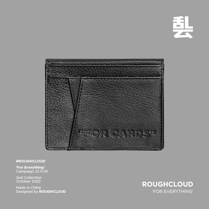 ROUGHCLOUD 2つ折りブラックレザーカードホルダー