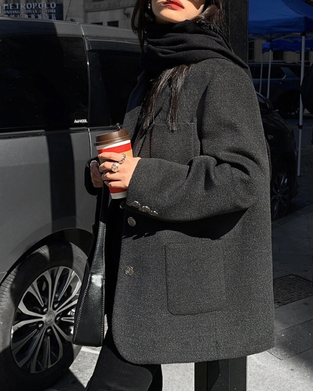 Oversized single button tailored jacket ◇2color　TH3127