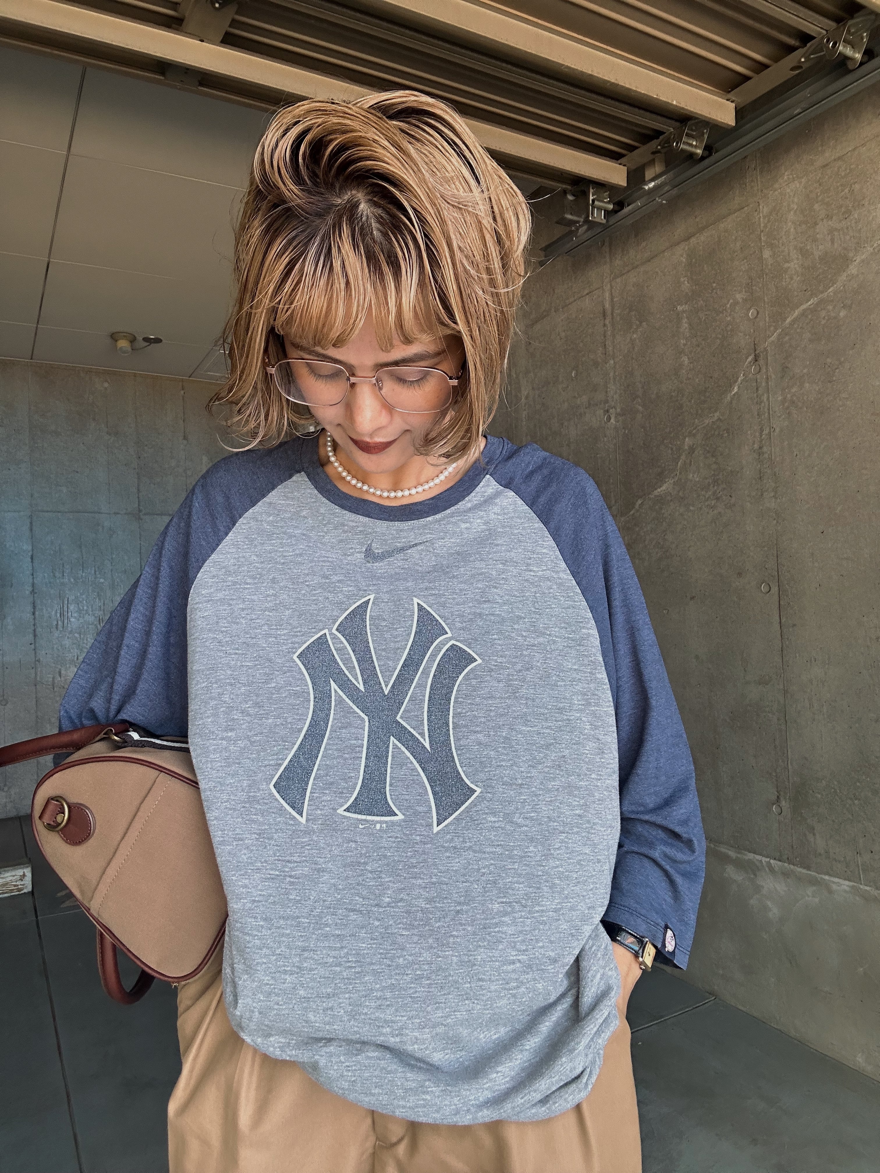 (CS2042)00‘s NIKE printed raglan t-shirt “NY Yankees”