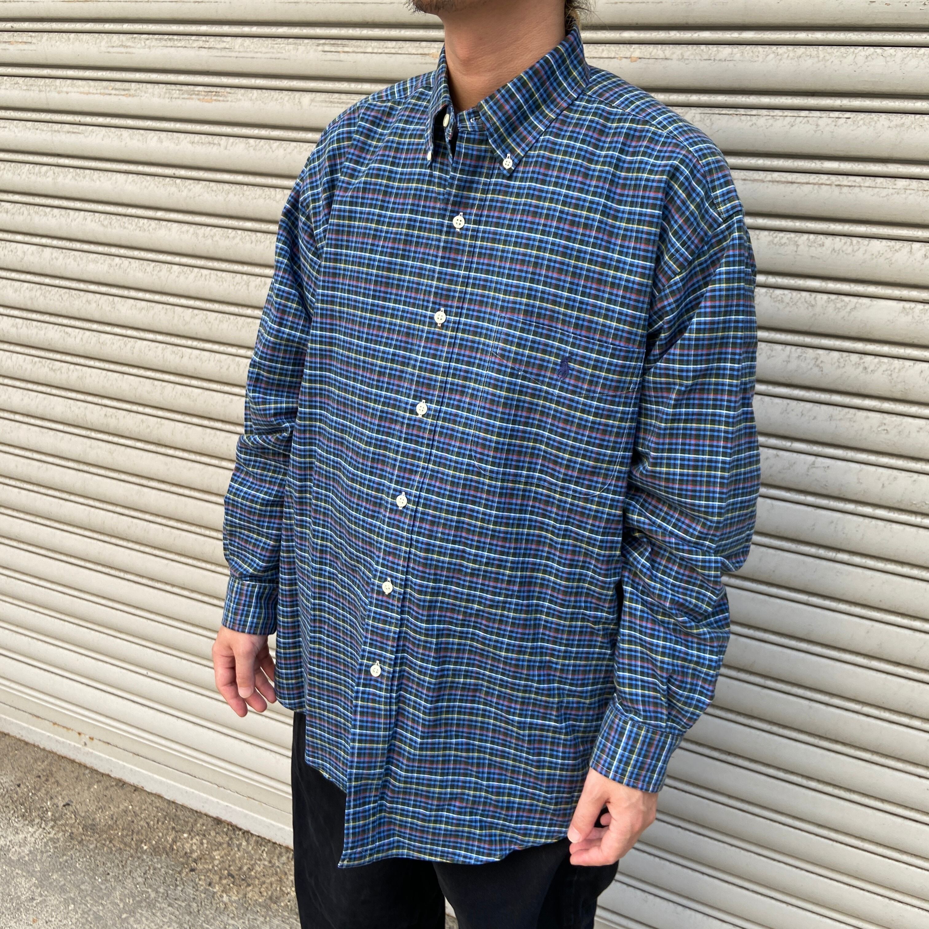 90s ラルフローレン BIGSHIRT チェック柄ボタンダウンシャツ M | 古着 