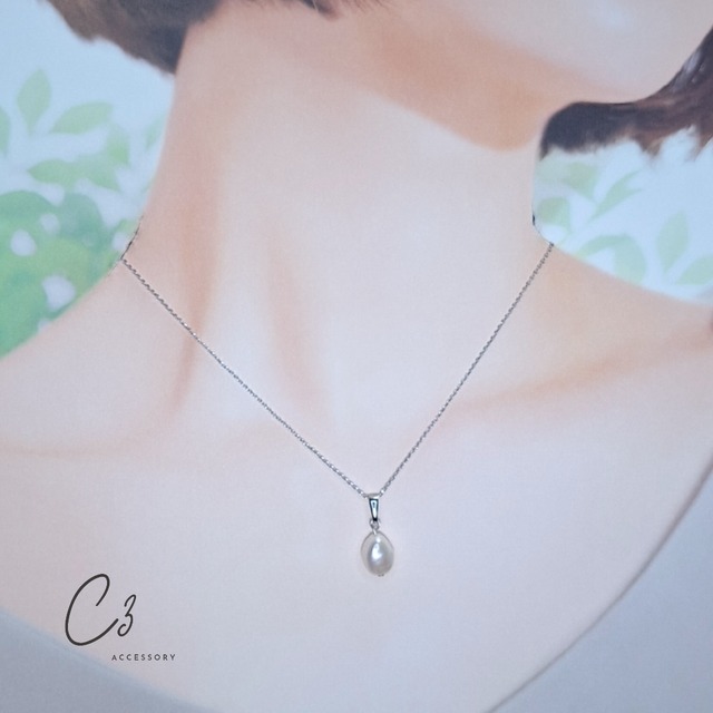 淡水パール一粒ネックレス