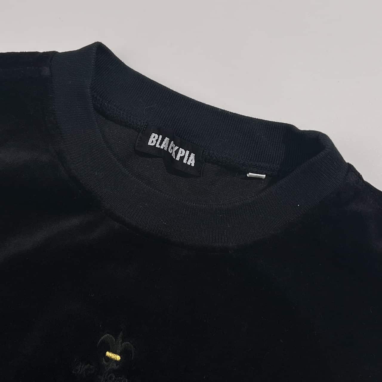 BLACKPIA ブラックピア スター 刺繍 ベロア ベルベット トレーナー L/ブラック系 メンズ