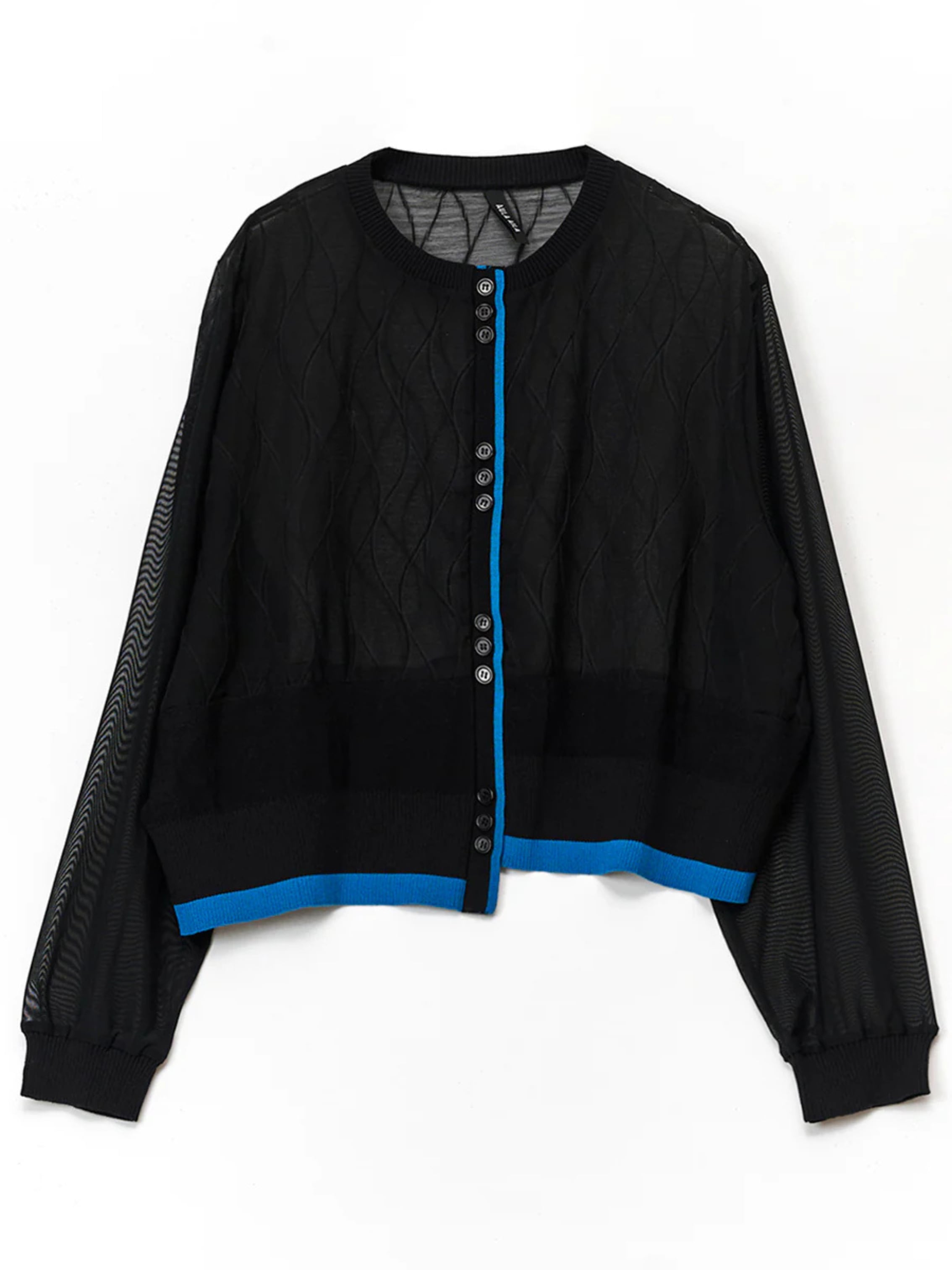 SHEER DOCKING 3BUTTON CARDIGAN ブラック