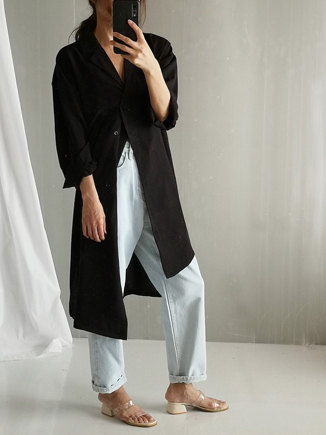 スタイリッシュ アンシンメトリー  シャツワンピース  ベルト