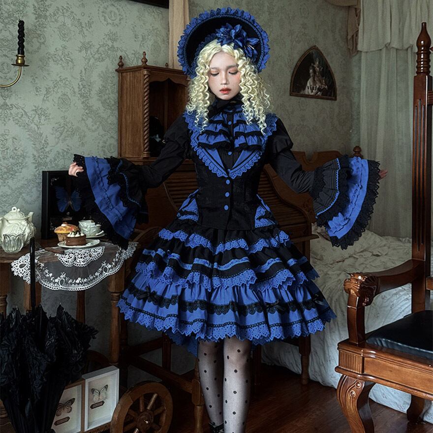 予約商品 ゴスロリ 3点 セットアップ 姫袖シャツ ベスト ケーキ