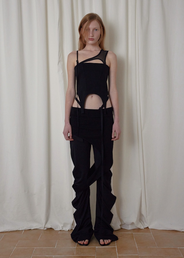 [BOHEMSEO] CORSET MESH SLEEVELESS, BLACK 正規品 韓国ブランド 韓国通販 韓国代行 韓国ファッション BOHEMIAN SEOUL ボヘミアンソウル 日本 店舗