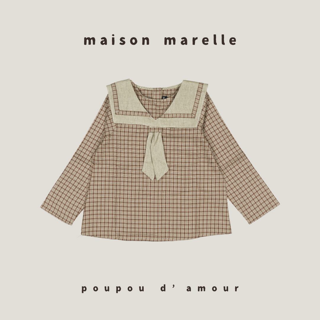 6Y〜12Y 送料無料【予約】maison marelle|Blouse CHOISY- olive check/(11月上旬以降入荷予定)