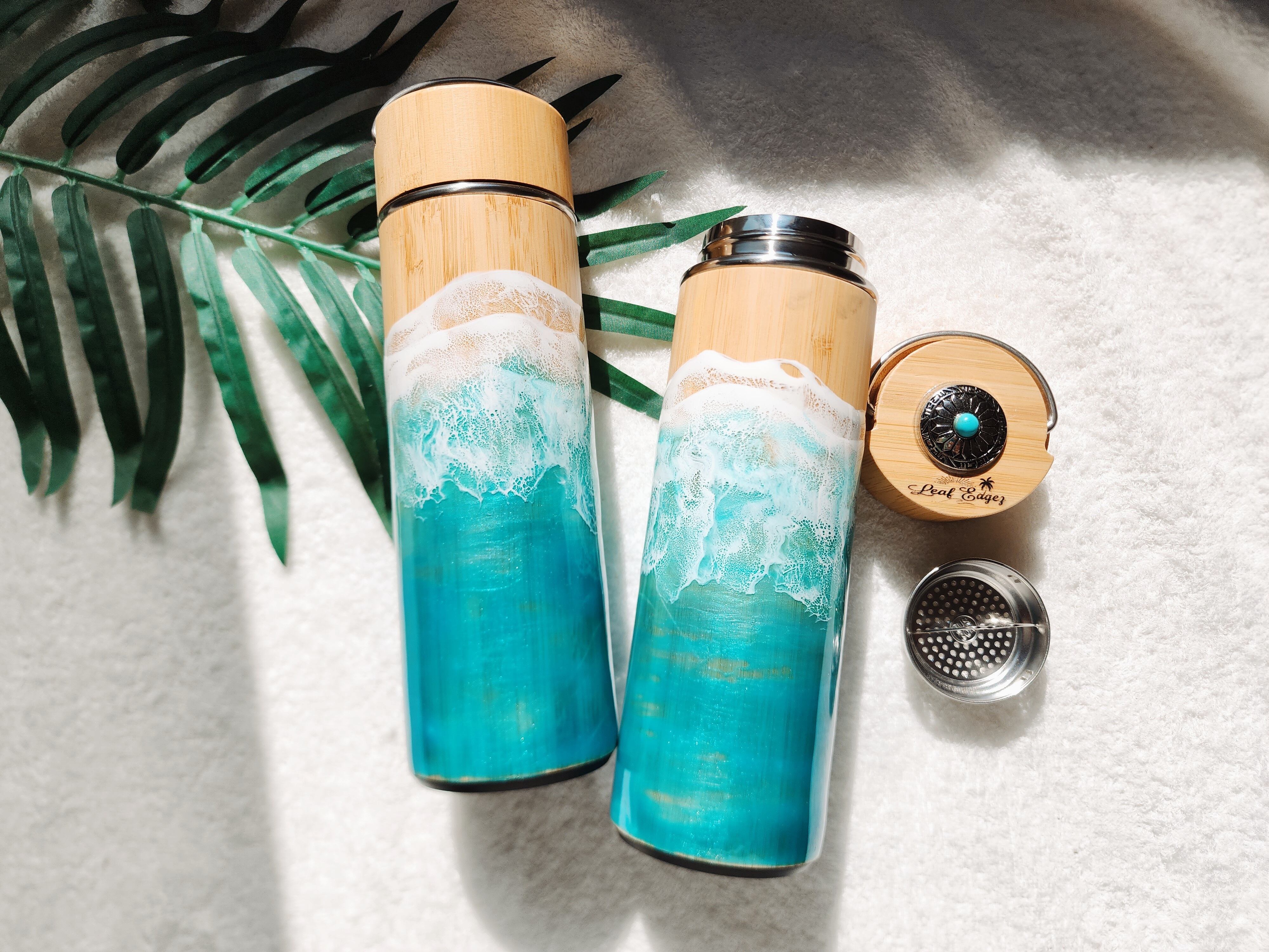 374.オーシャンレジンアート ステンレスボトル | Leaf Edgez