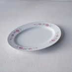 【台湾食器】淡いピンクのお花 大皿/オーバル皿