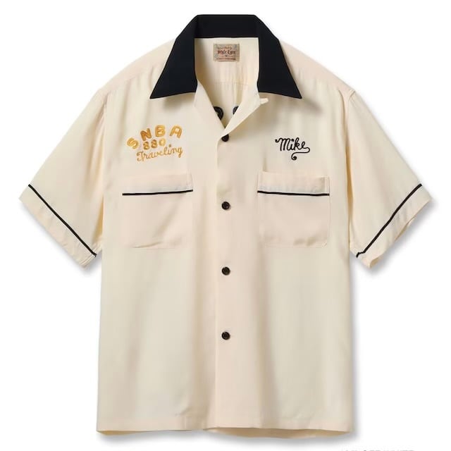 STYLE EYES / RAYON BOWLING SHIRT “PIPING” White | -FLAGS 2nd booth