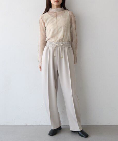 【SELECT】きれいめポンチ素材カーブパンツ