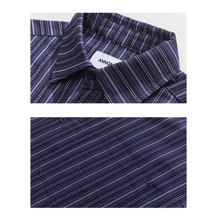 ★CONTRAST STRIPED LONG SLEEVE SHIRT　　　A0814