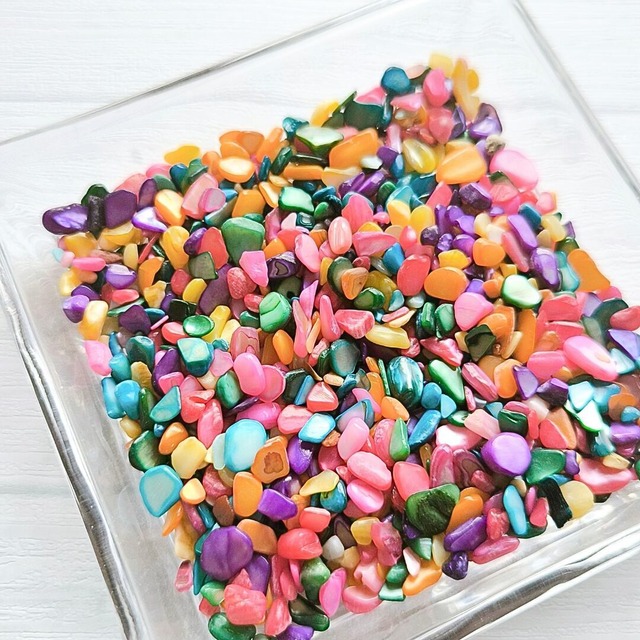 ミックスカラーシェル (100g) 染色 貝 天然石さざれ石 穴無しチップ