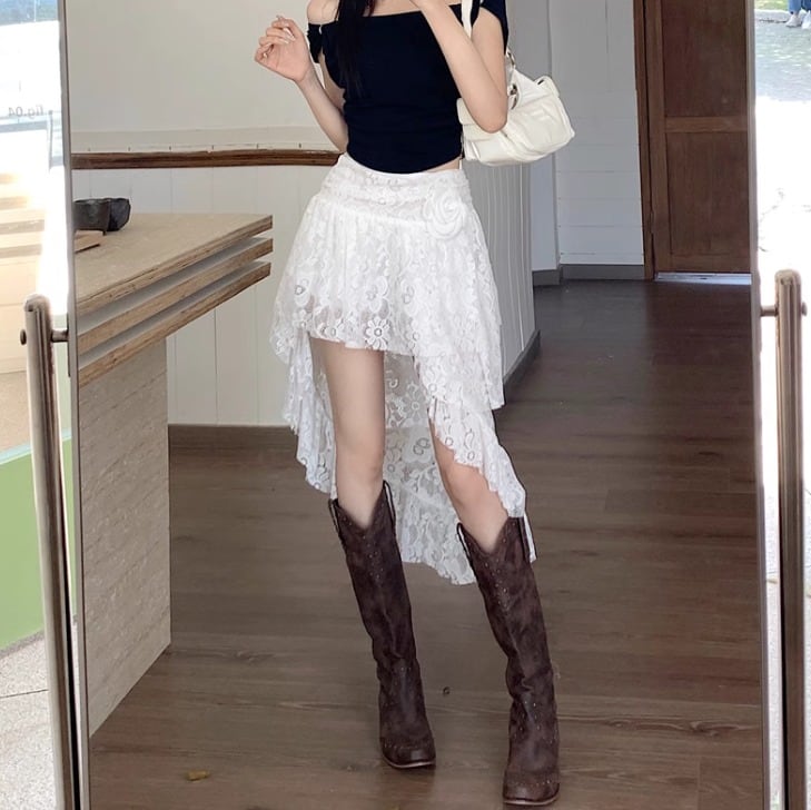 2色／フリルレースフィッシュテールスカート ・55397 | sucrier  