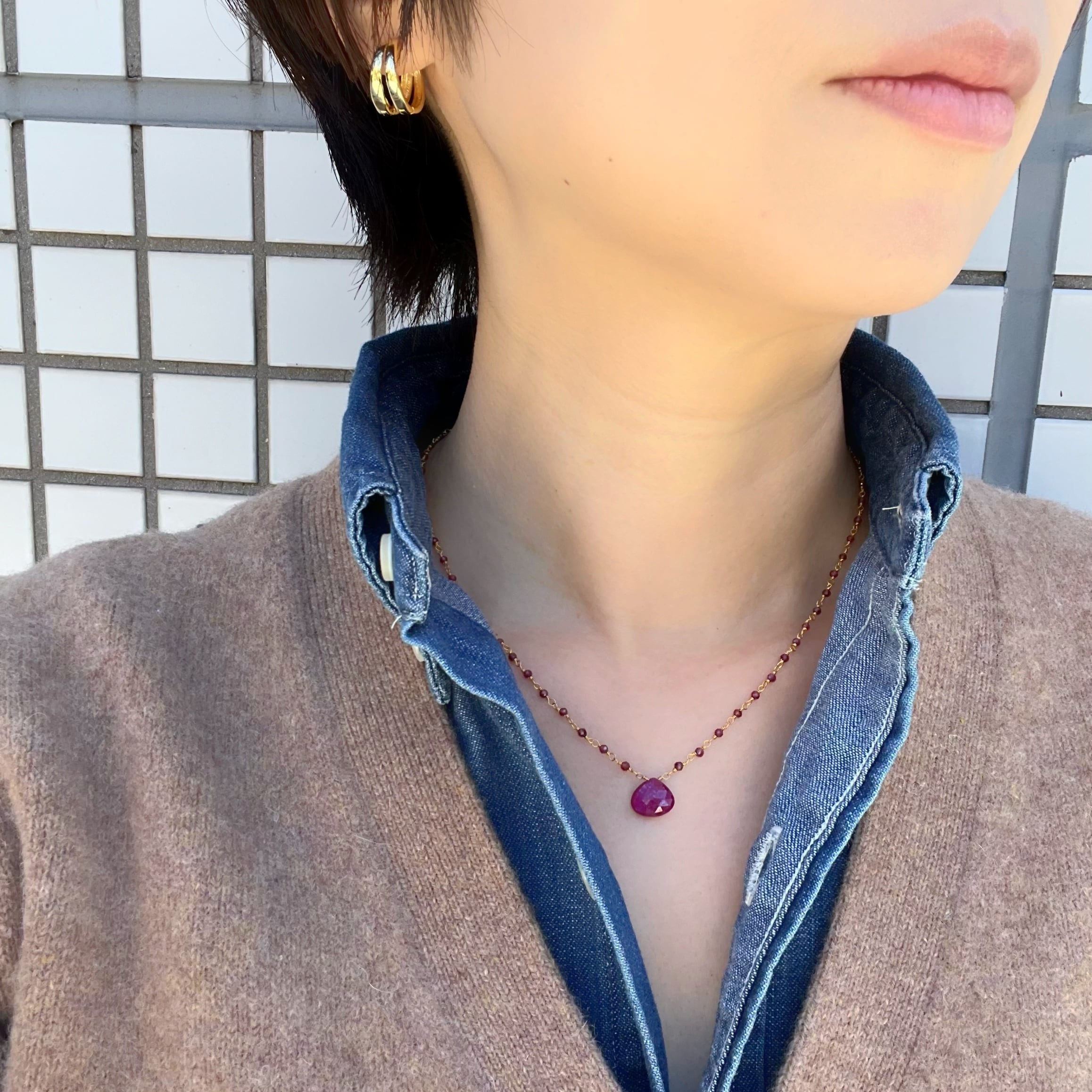 Gold Coating ルビートップ ガーネットネックレス | 【公式通販