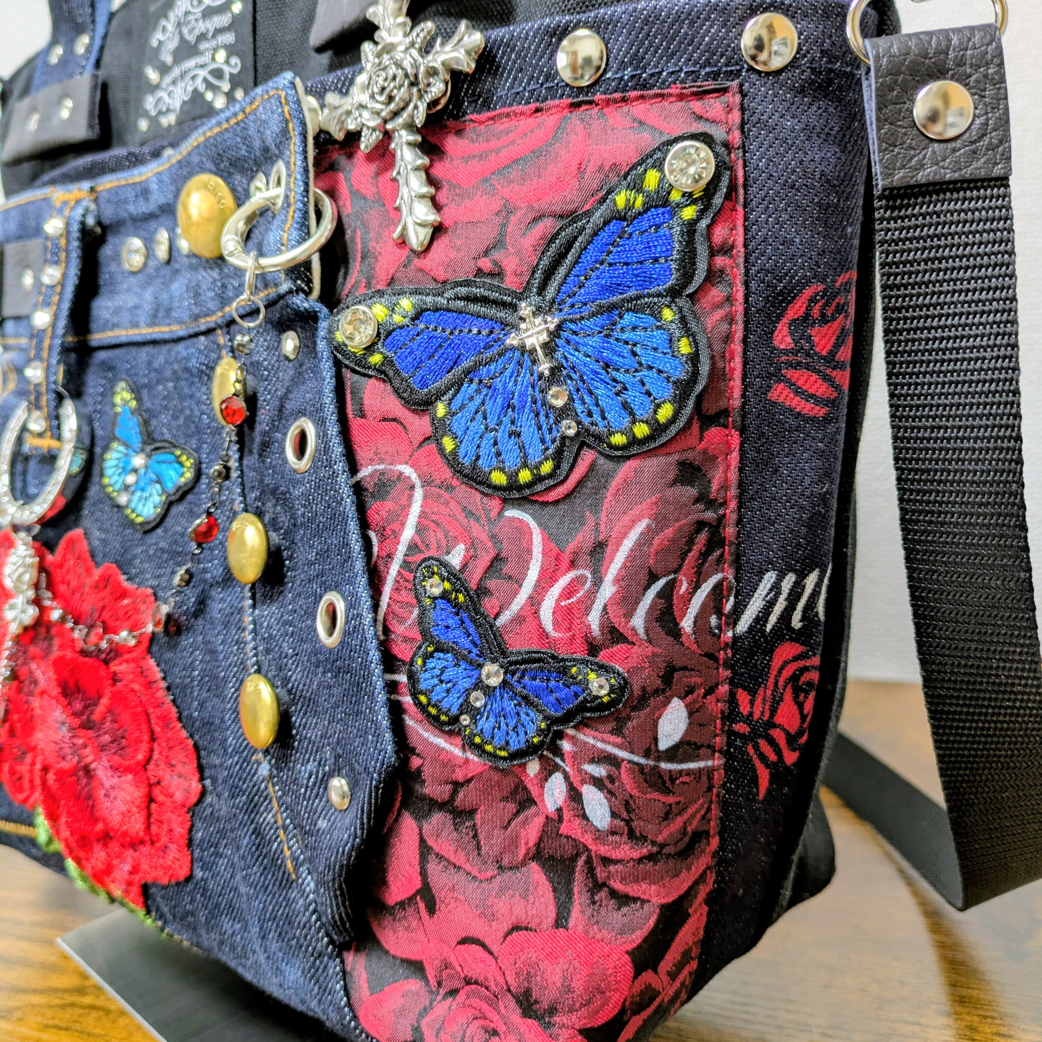 Blue Butterfly】デニムリメイク トートバッグ（専用商品） | pipin