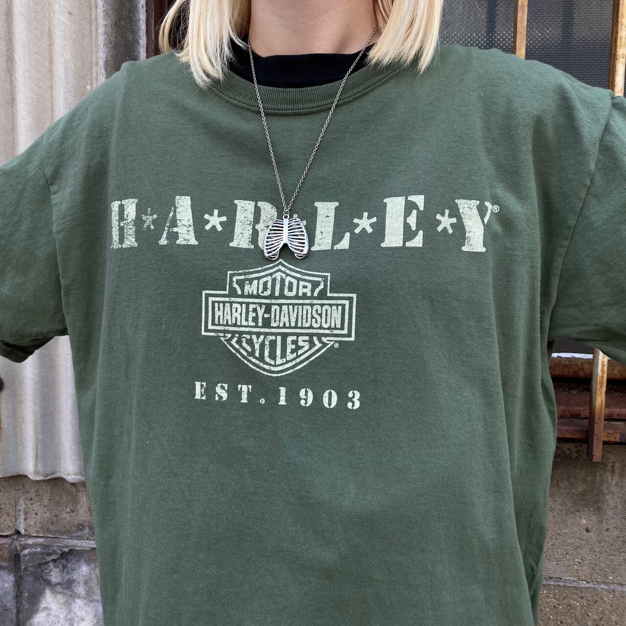 Harley-Davidson ハーレーダビッドソン イーグル 両面プリントTシャツ 