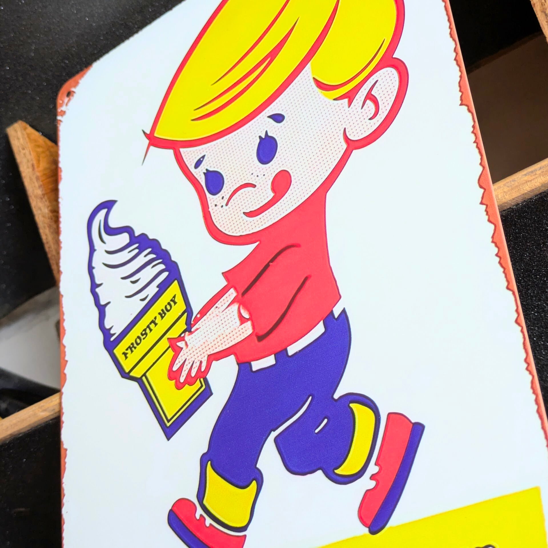 送料無料!ちょうどいいブリキ看板 【 Frosty Boy ( フロスティボーイ ) 】 METAL SIGN / メタルサイン / ブリキ看板 / サインボード / ビンテージ加工〚アメリカン雑貨 アメトイ〛