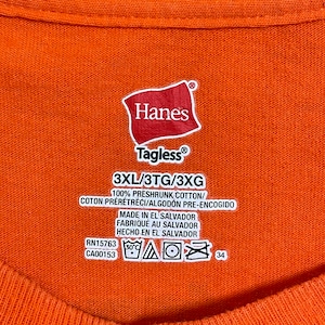 【HANES】3XL ビッグサイズ ハワイ サーファー ワンポイント ロゴ Tシャツ バックプリント オレンジ 半袖 us古着