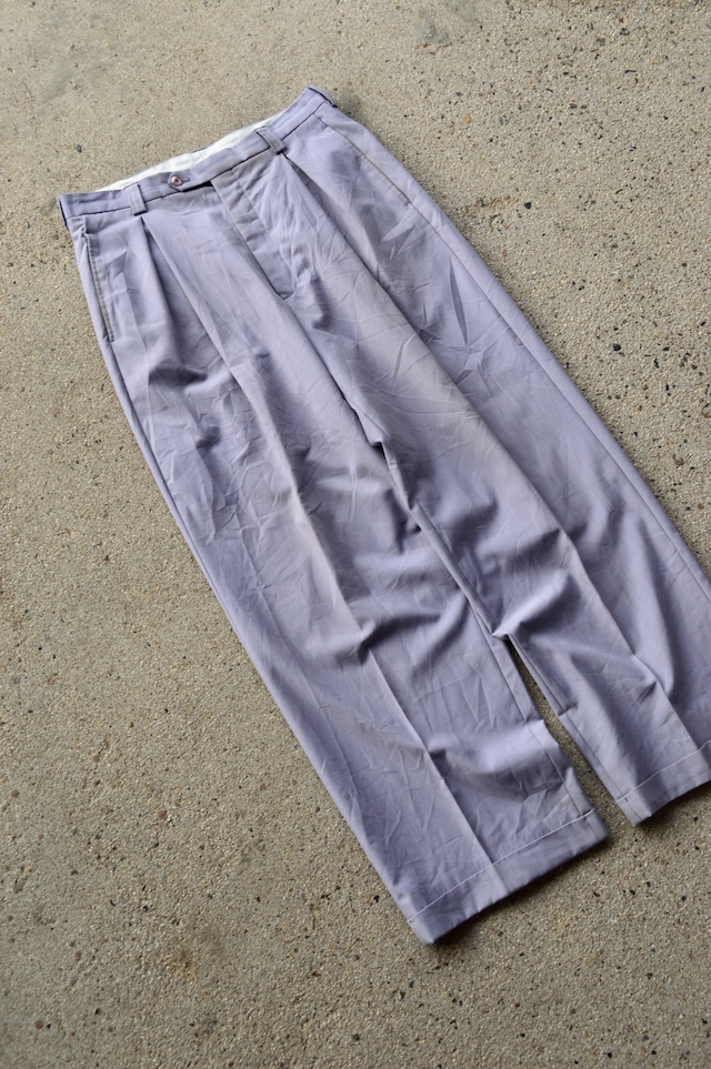 STACY ADAMS 1980's-90's From USA Center Intuck Wide Slacks Windowpen Polyblend Rayon ステイシーアダムス 80s ワイドスラックス