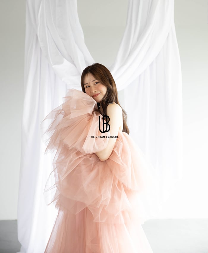 THE URBAN BLANCHE ピンク フリル チュールドレス CD65】｜ カラードレス ウェディングドレス 結婚式 披露宴 前撮り 東京