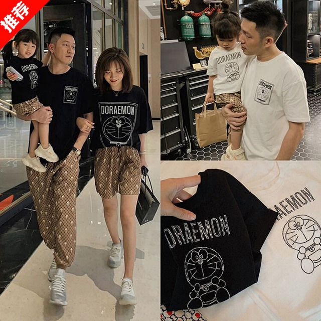 ネットセレブ親子夏服ドラエモン半袖Tシャツファッションエインスタイルファミリー3〜4人の母子父の服トレンド サマー 夏物 小考拉原创亲子装 小考拉原创亲子装38037084234