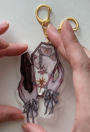 Coffin / Taxidermy specimen / Stackable acrylic key chains