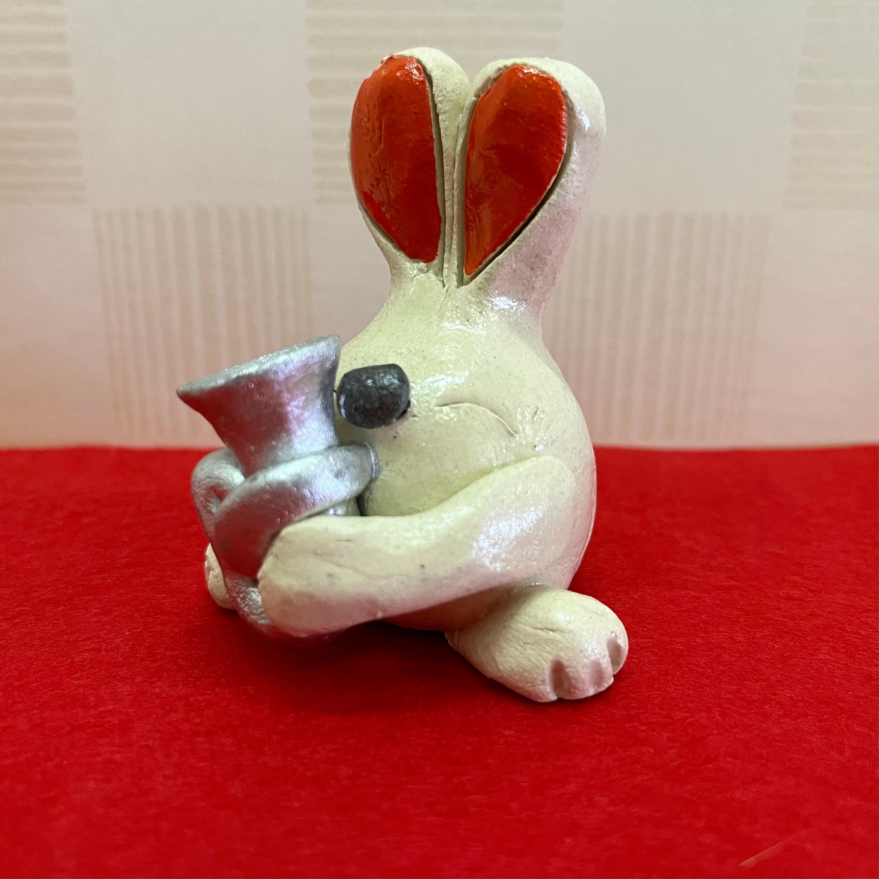 【美品】箕面焼　松田箕山作　干支　十二支　兎　卯　置物 美濃焼 十二支楽師 卯（陶器干支置物） | Pay ID