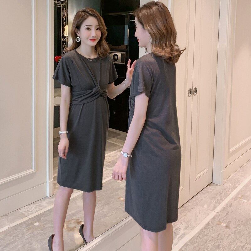 【新作】【送料無料】 2019夏到着マタニティドレス女性弾性素材ラージサイズドレス妊婦ドレスMD-01067 エラスティック 伸縮 大きめサイズ サマー 夏物 AL expec337244131158