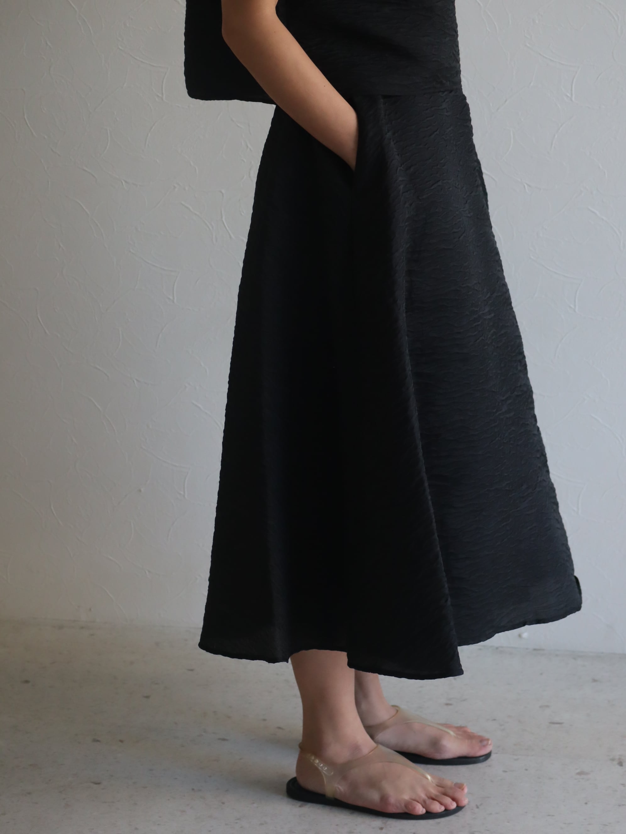 sheer jacquard skirt (black)