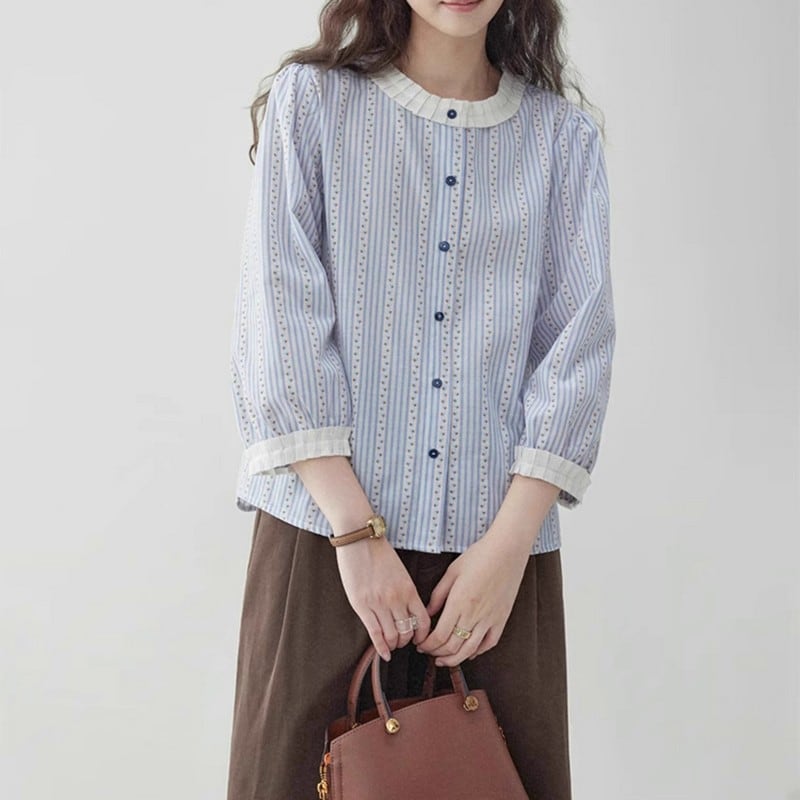 ブロックレースシングルブレストシャツ M0786