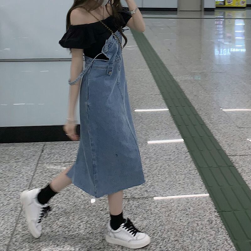 ドレス サマー薄手スカート スリム 夏物 ブラックストロベリース40181777166