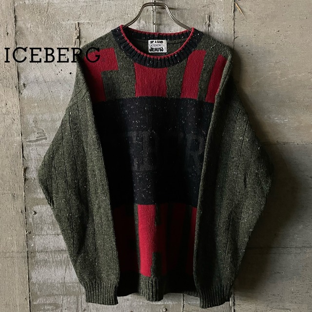 〖ICEBERG〗made in Italy design silkblend wool knit/アイスバーグ イタリア製 デザイン シルク混 ウール ニット/ssize/#1119