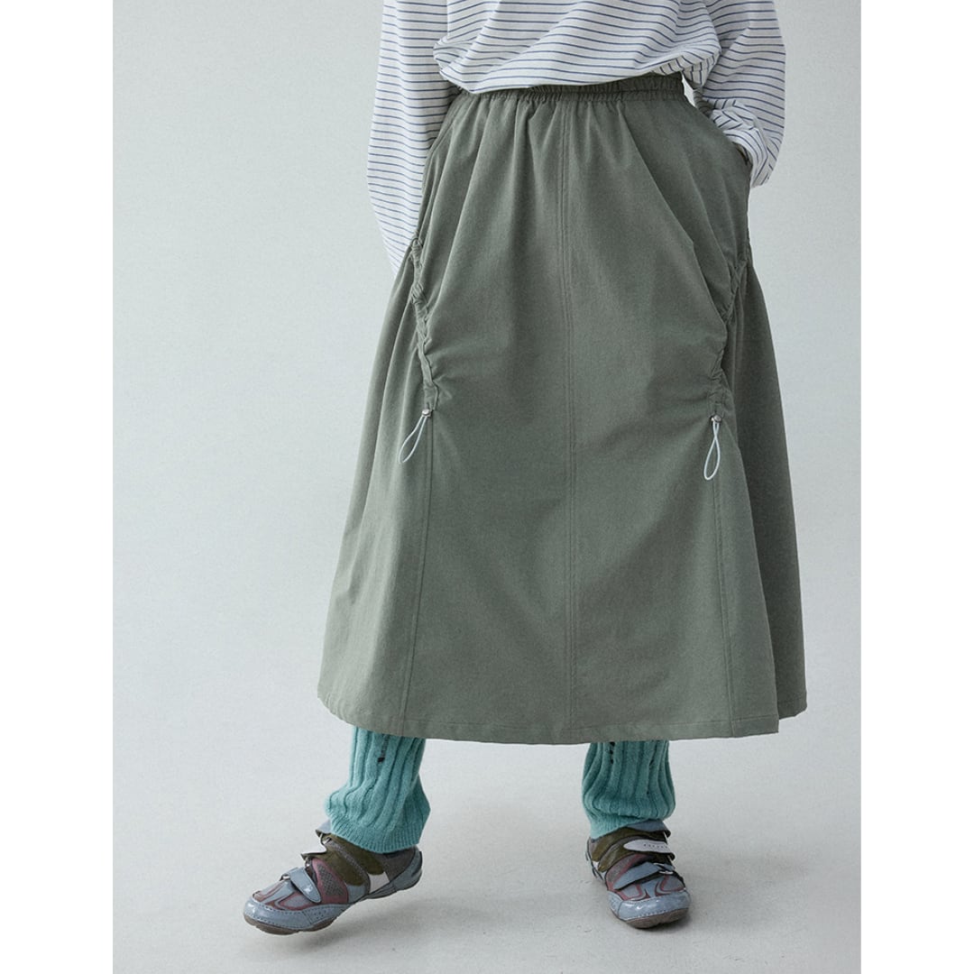 american retro high waisted drawstring skirt
