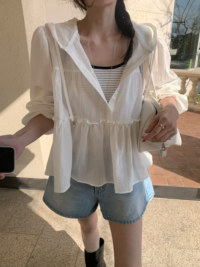(即納)mellounge / Nana Hood Blouse