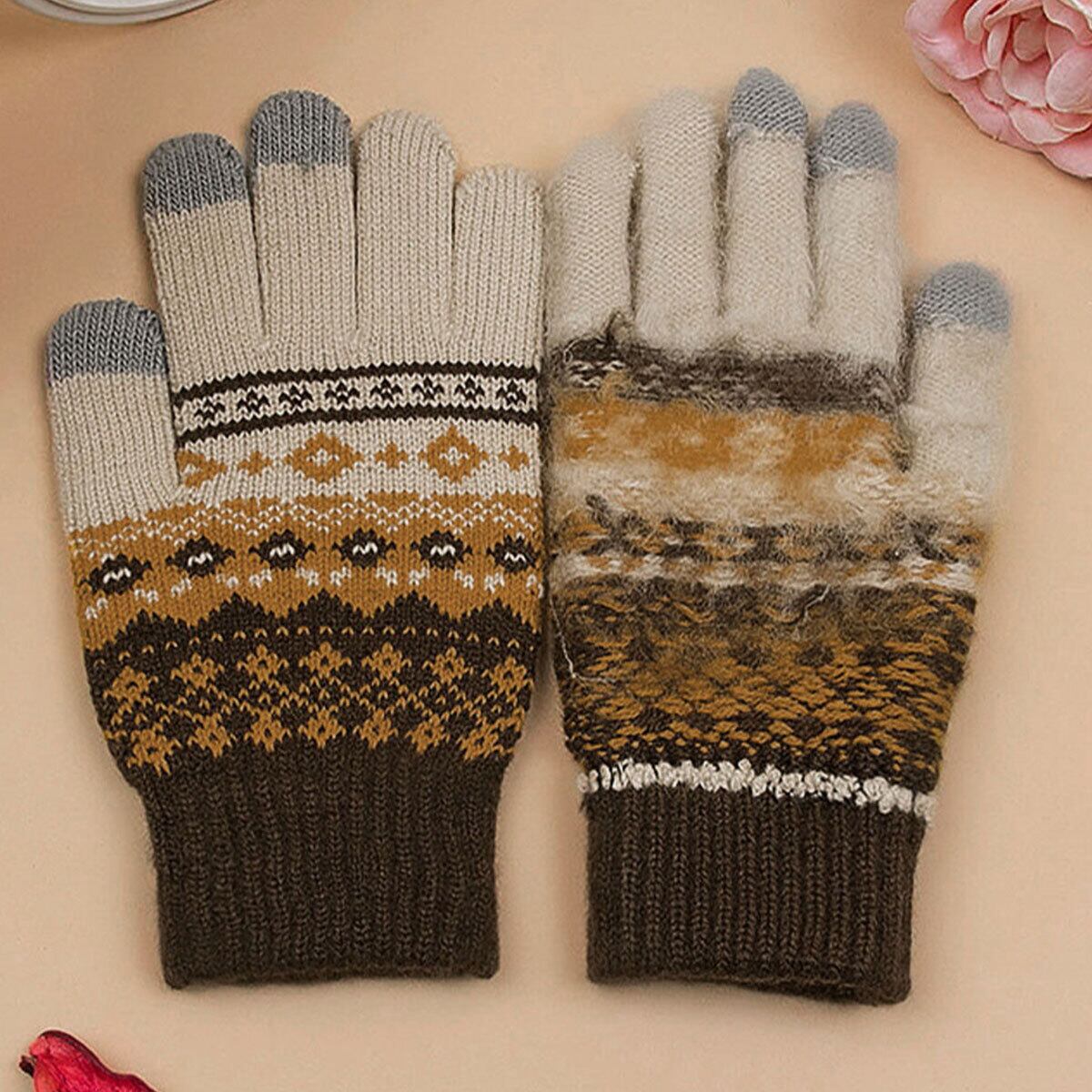 ジャガード ニット 手袋 北欧風 レディース 防寒 保温 暖かい 秋冬 裏起毛 きれいめ カジュアル 大人 かわいい おしゃれ スマホ対応 タッチパネル対応 大人可愛い 大人女子