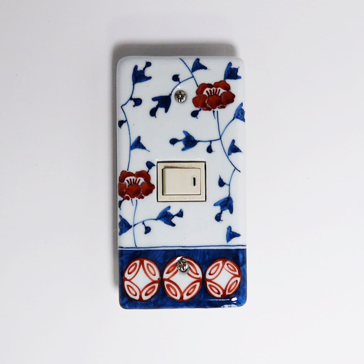 スイッチプレート 赤牡丹(1穴)