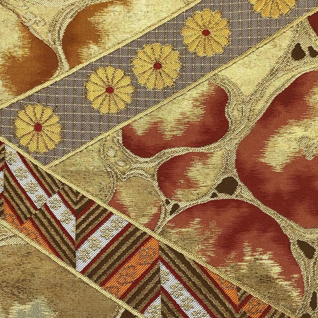 袋帯 北出工房 北出与三郎 花模様 菊 唐金色 O-3493 | リユース着物  