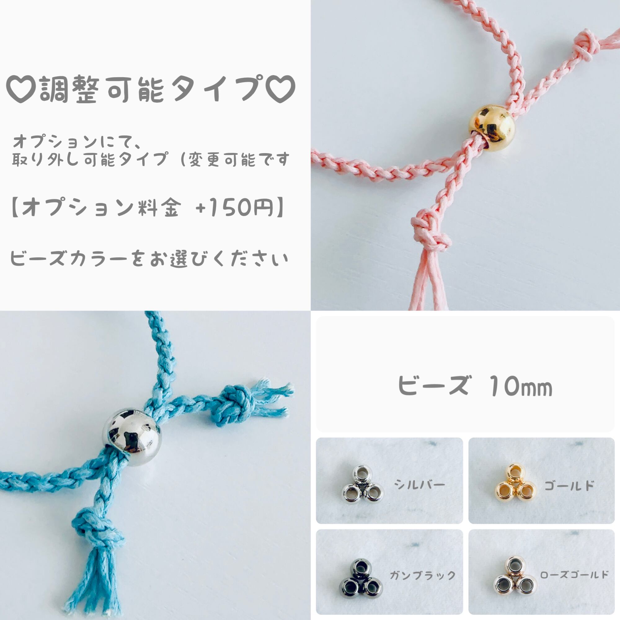 名入れ✨ハートアイスアウト♡ラインストーン✨ネックレス ローズゴールド 手作り ♢お名前刻印ミサンガ♢ステンレスプレート×ワックスコード‪〚ハート‬