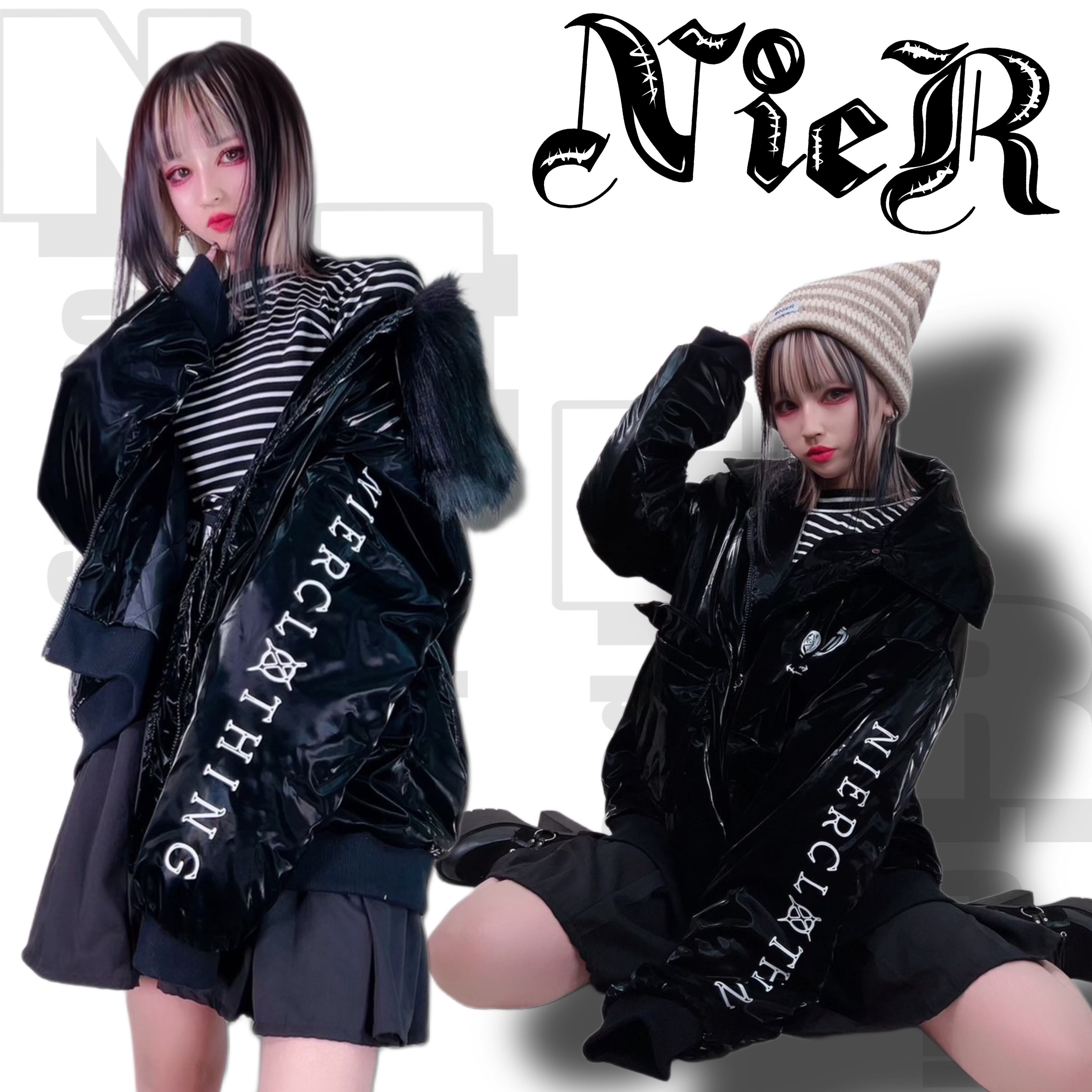 NieR＊2WAY軽量中綿入りキルティングアウター【ENAMEL BLACK】