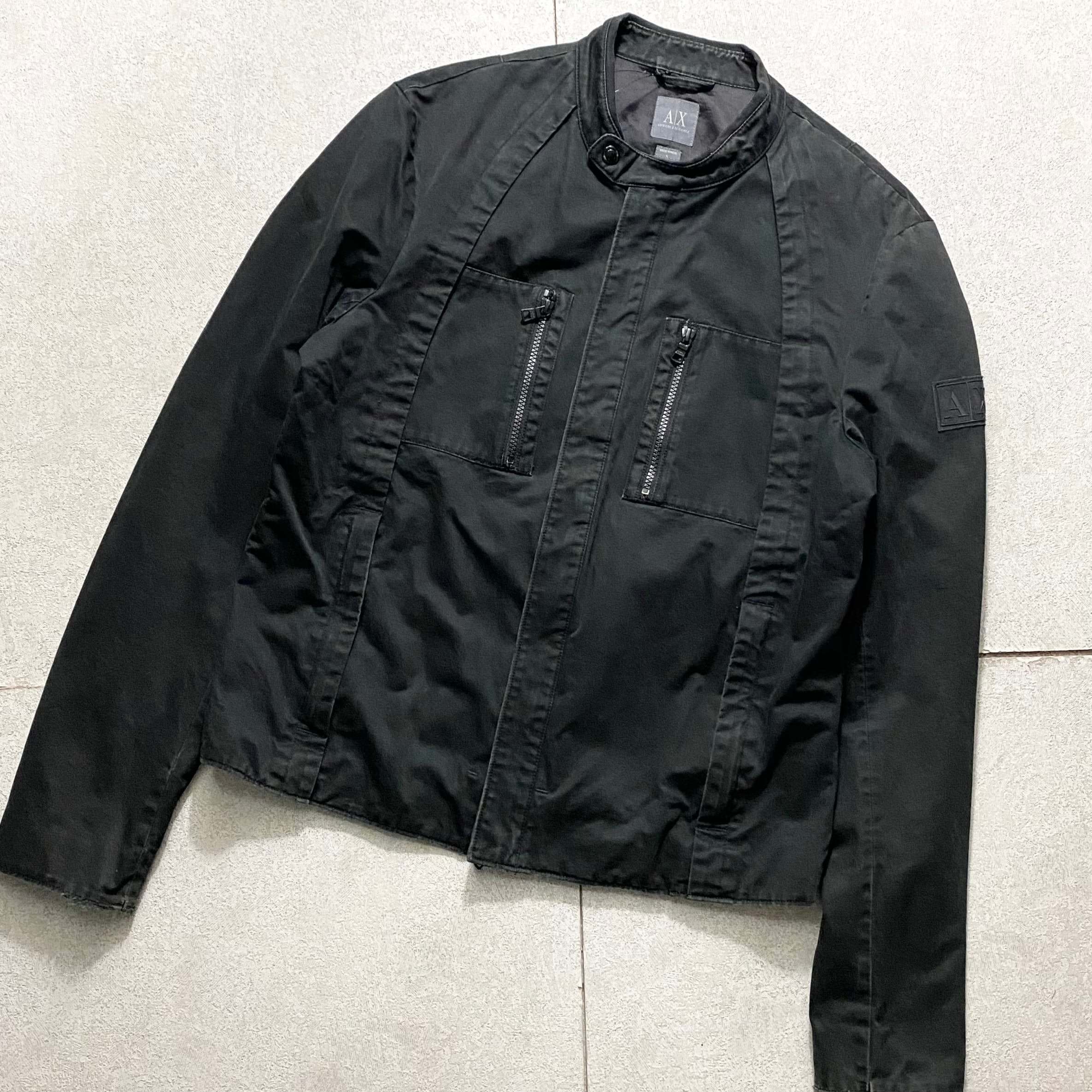 vintage ARMANI EXCHANGE black moleskin riders jacket | NOIR ONLINE