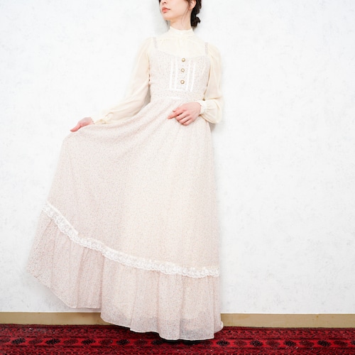 *SPECIAL ITEM* USA VINTAGE GUNNE SAX FLOWER PATTERNED LACE DESIGN NO SLEEVE ONE PIECE/アメリカ古着ガニーサックス花柄レースデザインノースリーブワンピース