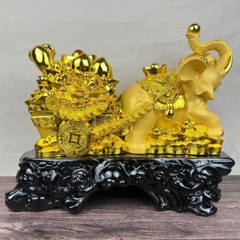 象 ゾウ 置物 オブジェ 黄金 金色 金 富 繁栄 樹脂素材 高級感 運 開運