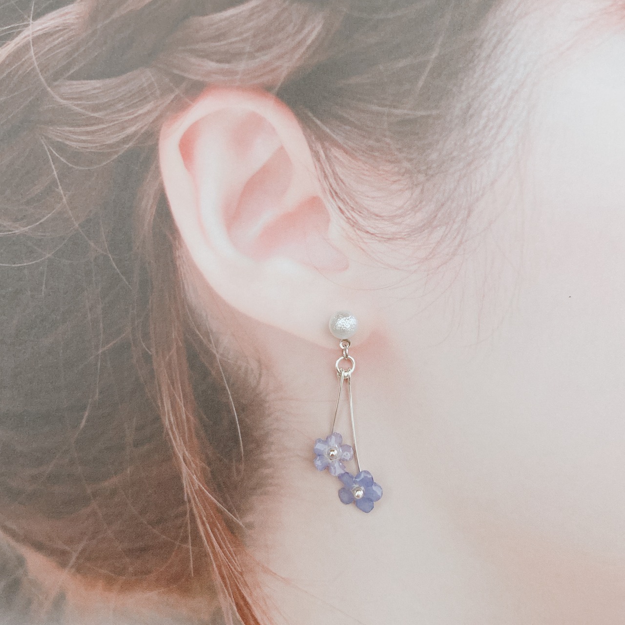勿忘草とパールのピアス | pua lā